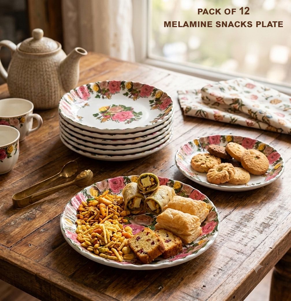 kitchrox Melamine Snack & Starter Plate Set of 12 – Chip-Resistant Plates for Daily Use Dinner Plate-picture-20