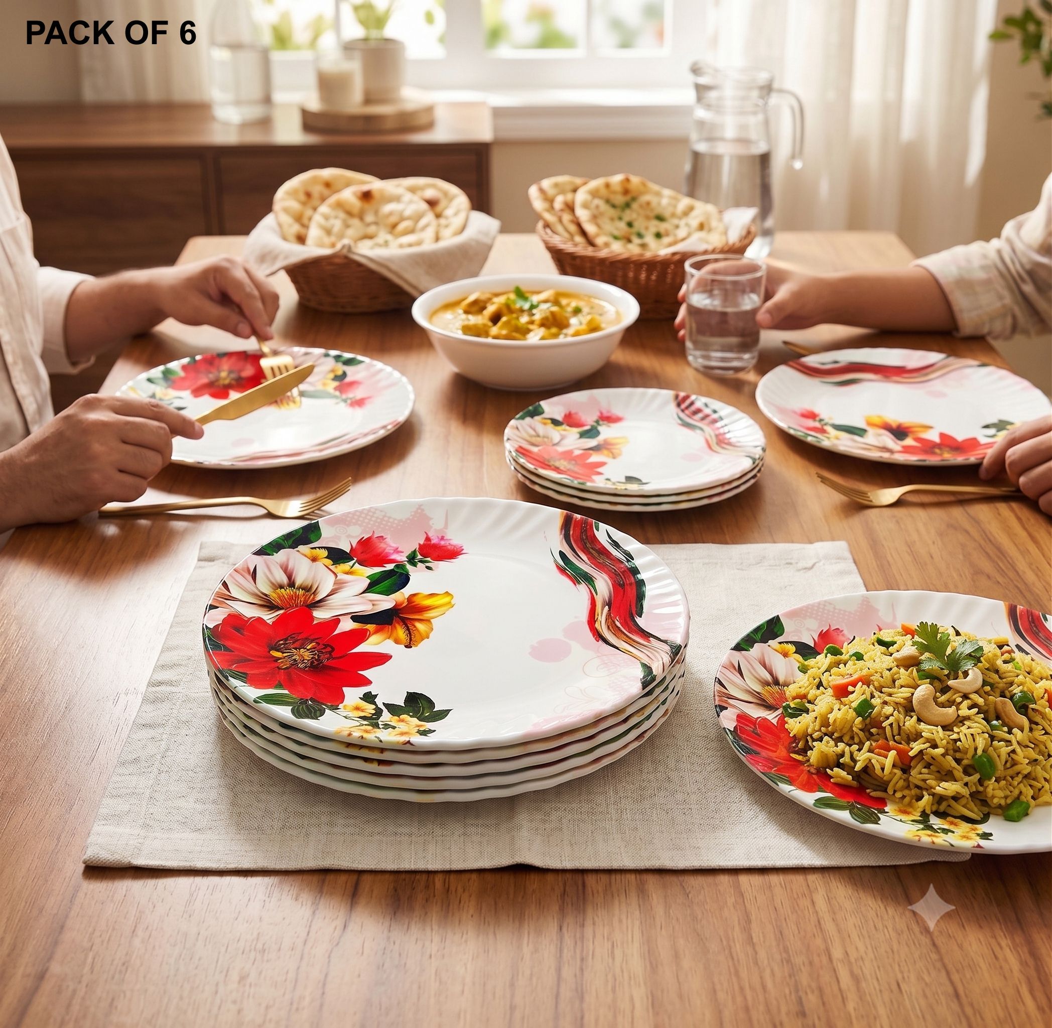 Melamine Dinner Plate, Stylish Round Plate for Home Kitchen Dining Table Dinner Plate-image-36