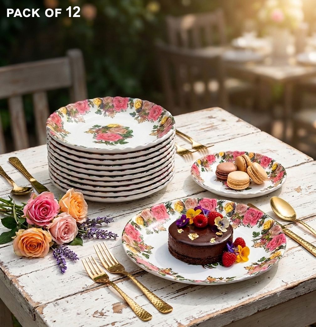 Melamine Serving Plate Pack of 12 -Glossy Finish Durable Snack Plate for Kitchen Dinner Plate-image-12