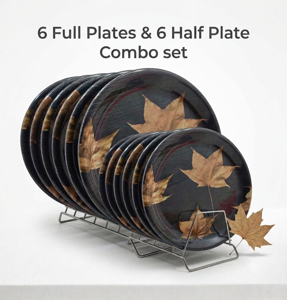 Melamine Dinnerware Set 12 Pcs -6 Dinner Plates, 6 Side Plates for Family Dining Dinner Plate-image-15