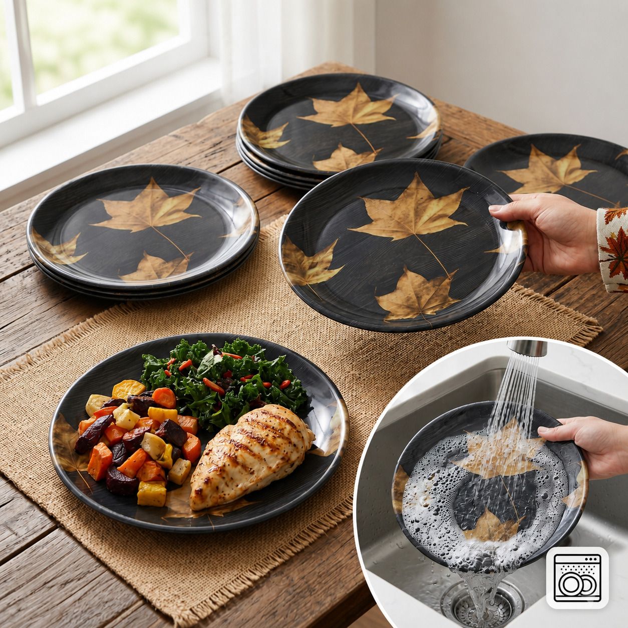 Melamine Dinner Plate Pack of 6 – Scratch-Resistant Glossy Plates for Daily use Dinner Plate-image-43
