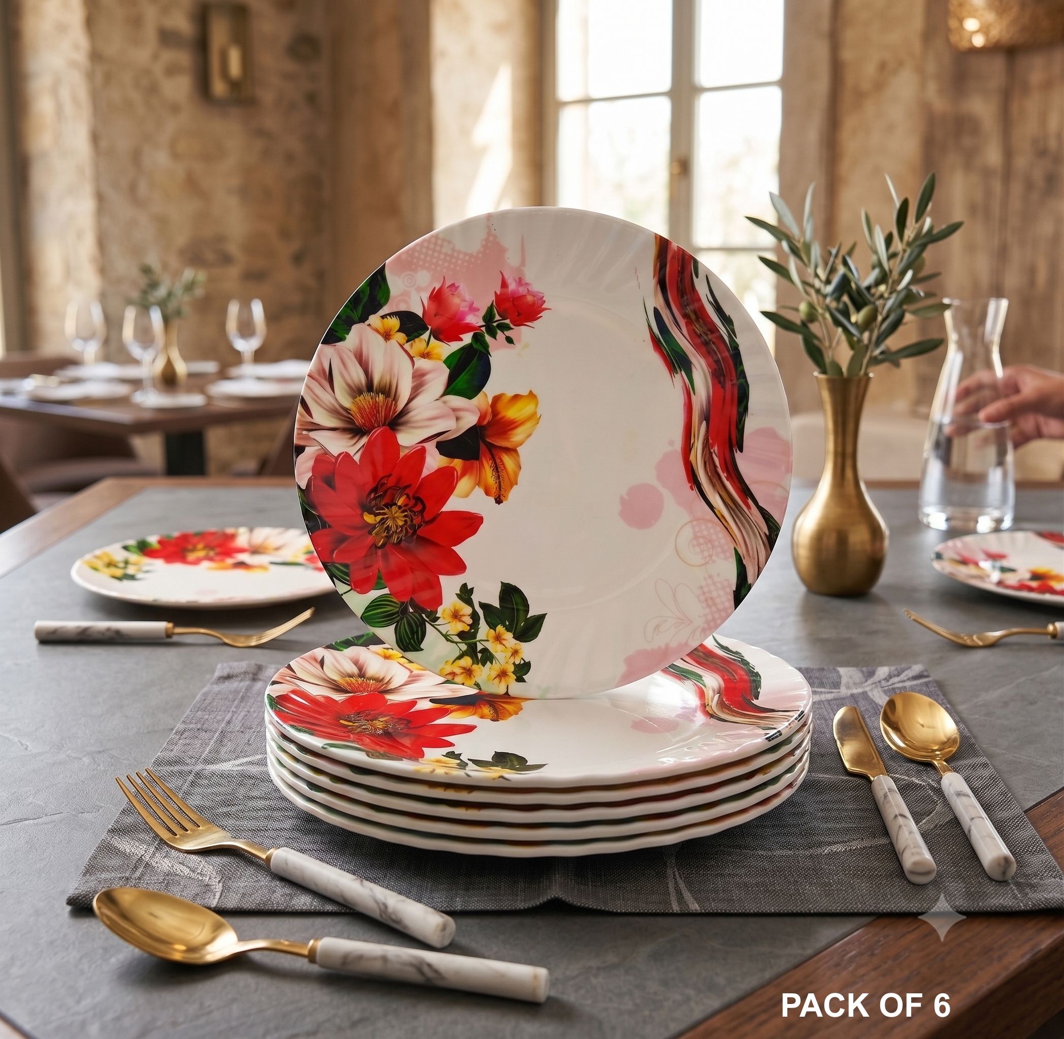 Melamine Dinner Plate, Gloss Finish Serving Plate for Home Dining Table Dinner Plate-image-37