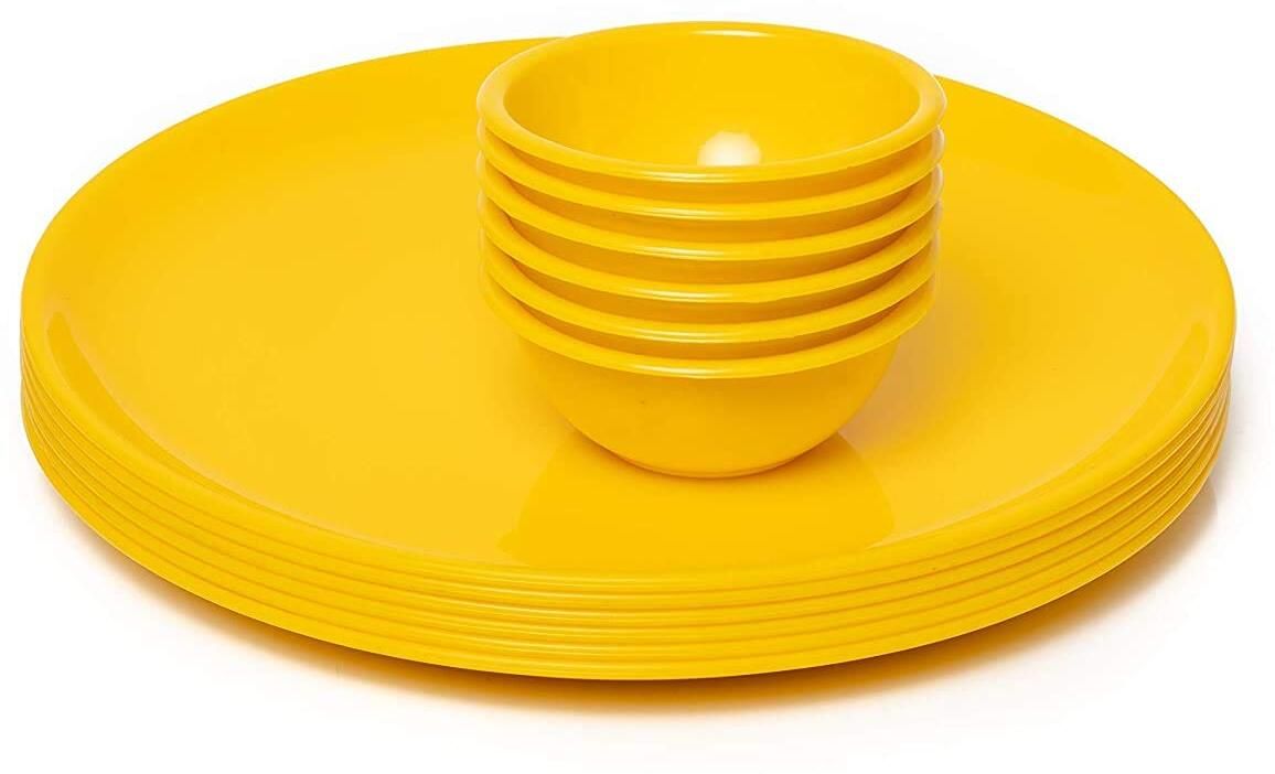 frotool pack of 6 yellow plate with 6 bowl Dinner Plate-picture-3