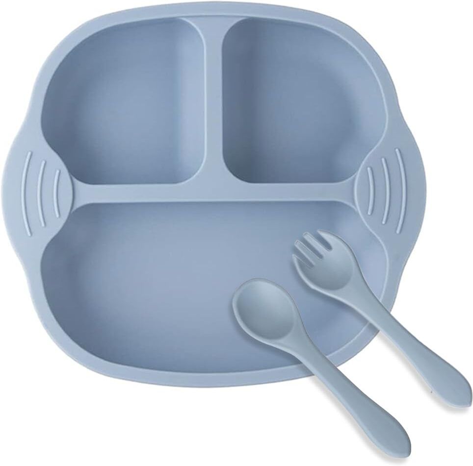 Baby Suction Plates for Feeding with 4 Strong Suction Cups Silicone Plates Set - Silicone-image-15
