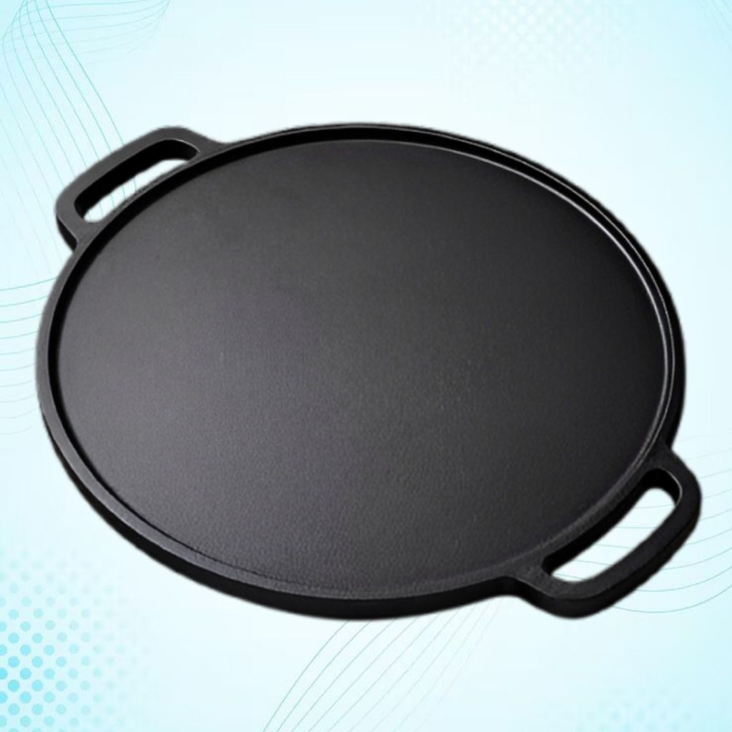 Traditional Cast Plate for Homemade Bread and Crepe Recipes Tawa 30 cm diameter with Lid-image-34