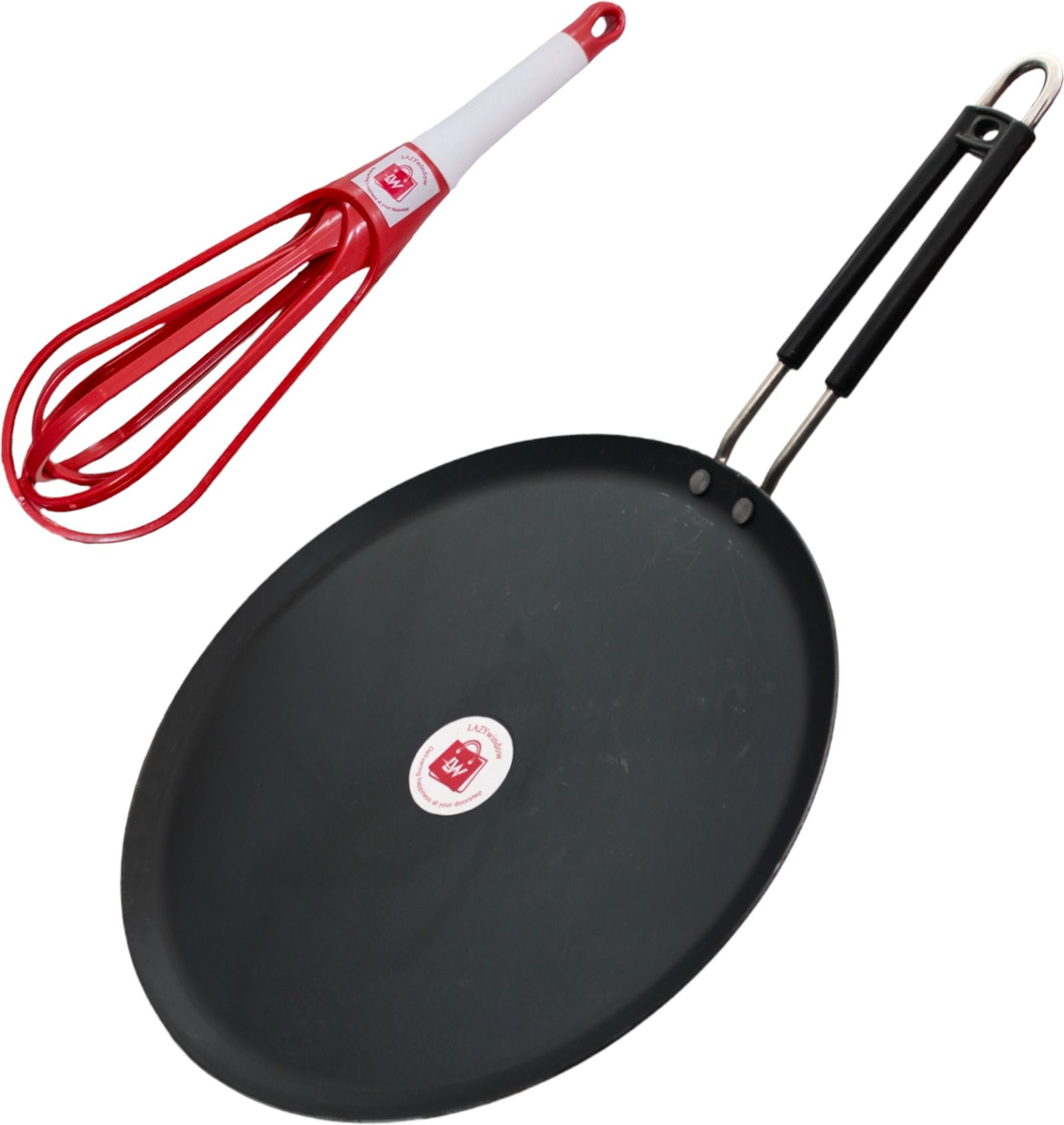 lazywindow Induction Base Insulated Handle And Foldable Plastic Whisker Tawa 25 cm diameter-picture-25