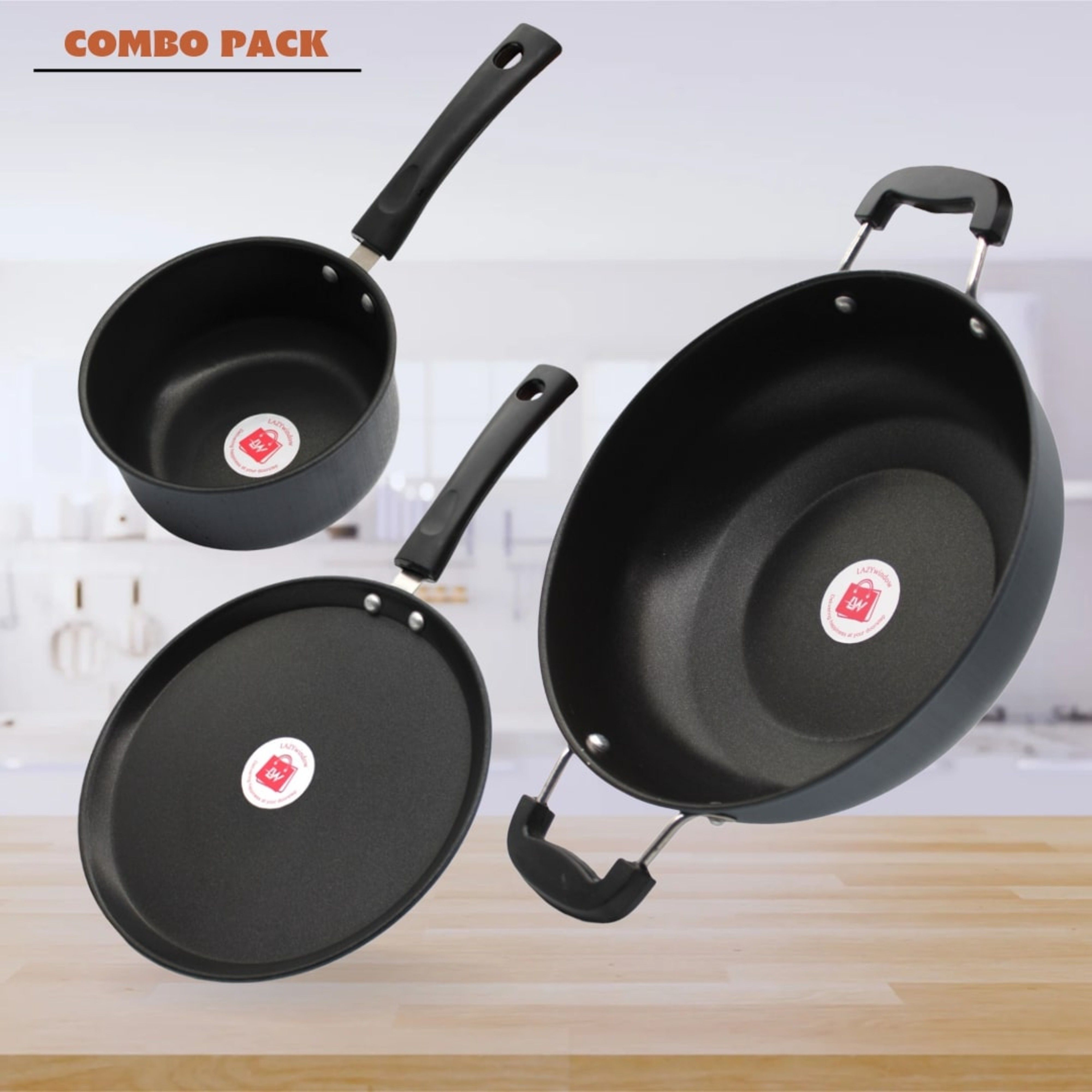 LAZYwindow Premium Quality Nonstick Souce Pan, 1.5L And Tea Strainer Sauce Pan 11 cm diameter 1.5 L capacity-image-22