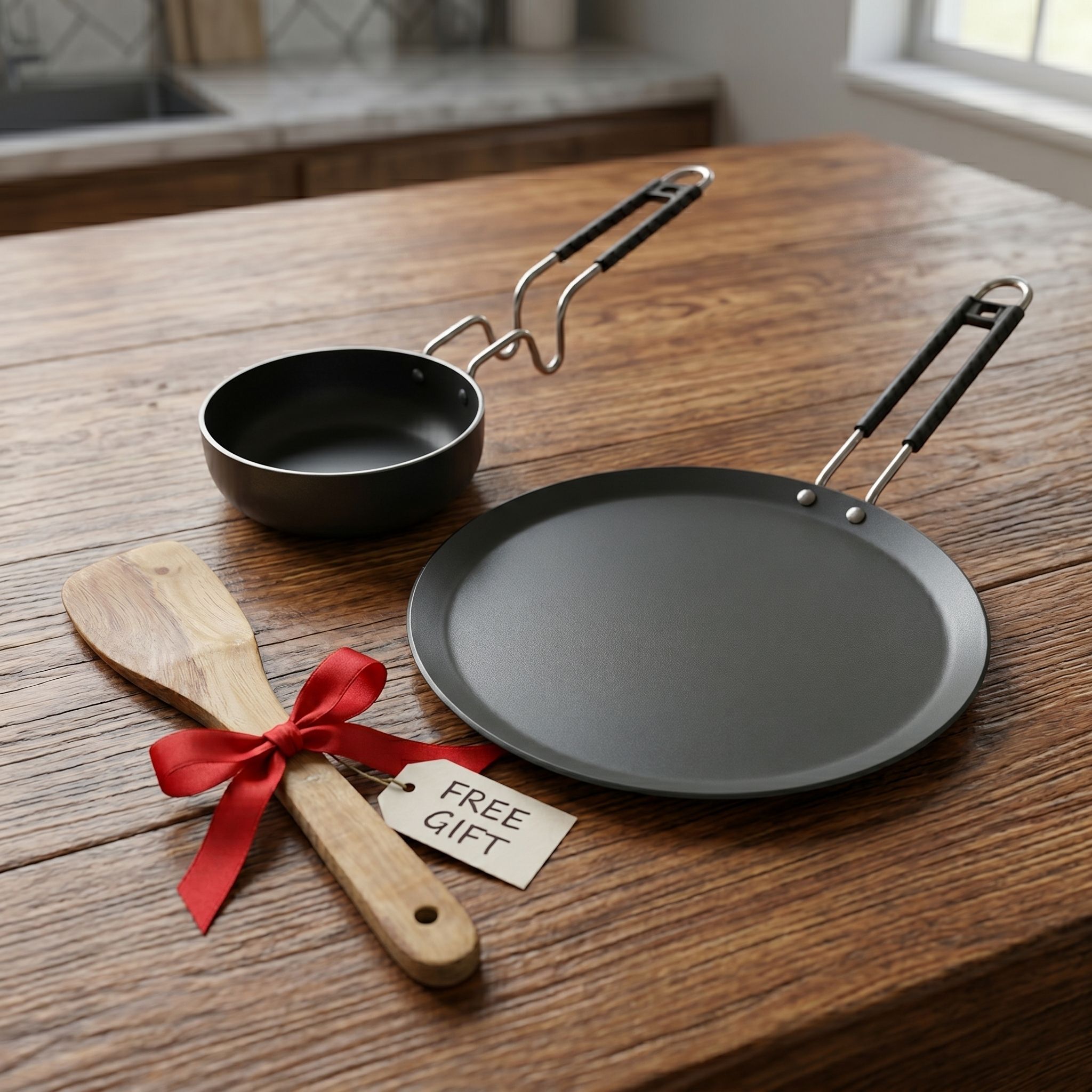 Induction Base Pure Iron Tadka Pan, Dosa Tawa & Wooden Spatula Tadka Pan 24 cm, 12 cm diameter 1 L, 0.3 L capacity-image-21