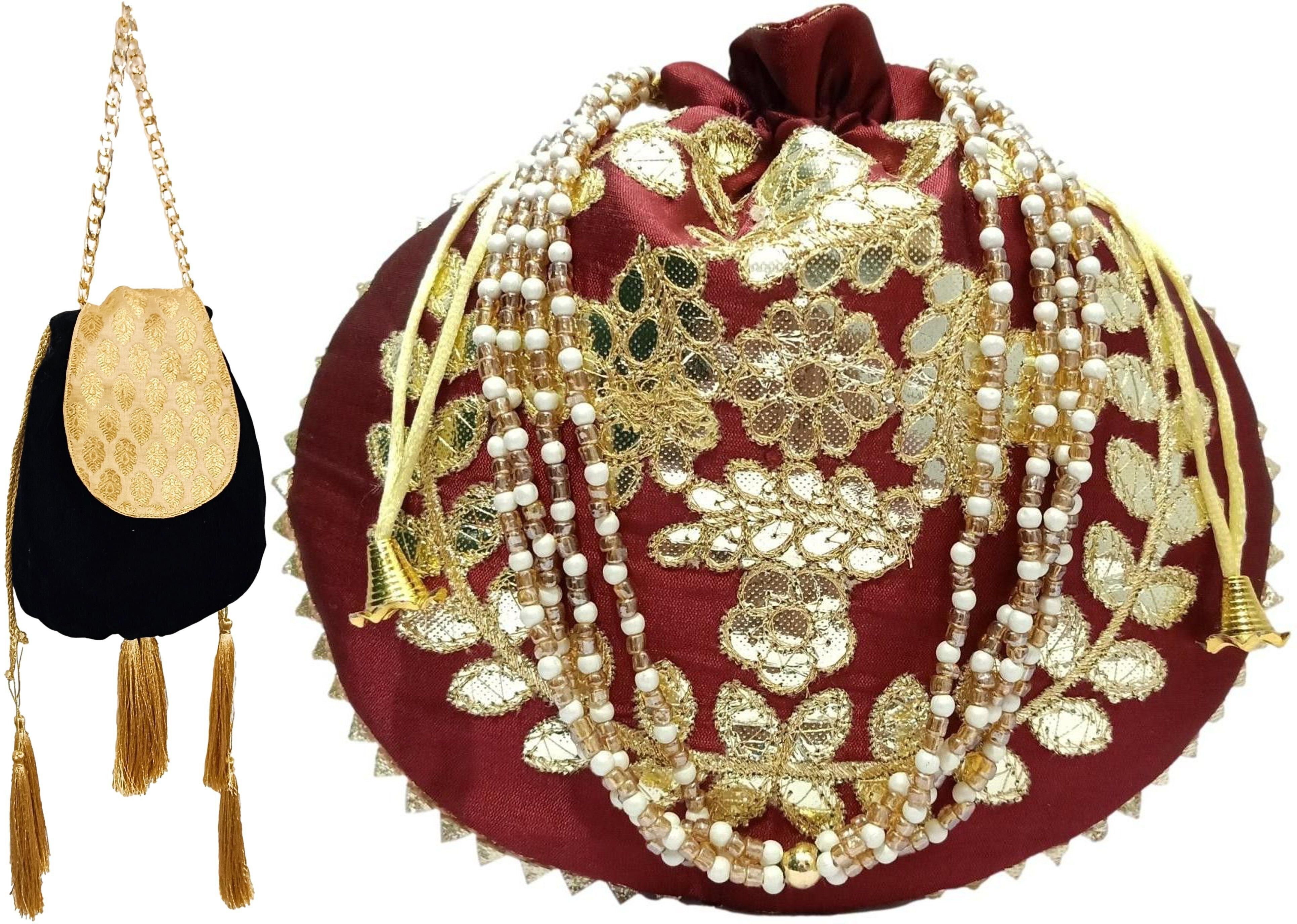Women Black, Gold, Maroon Wristlet-image-12