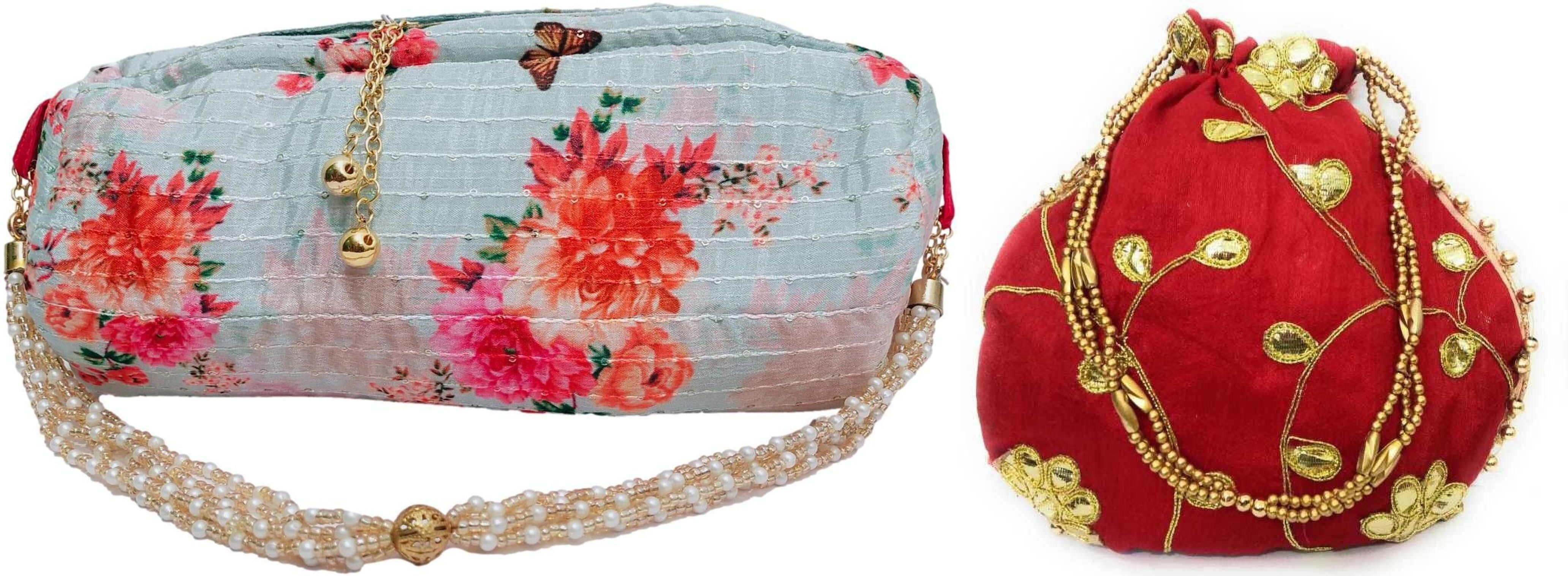 Girls White, Multicolor, Red, Gold Cosmetic Bag-image-15