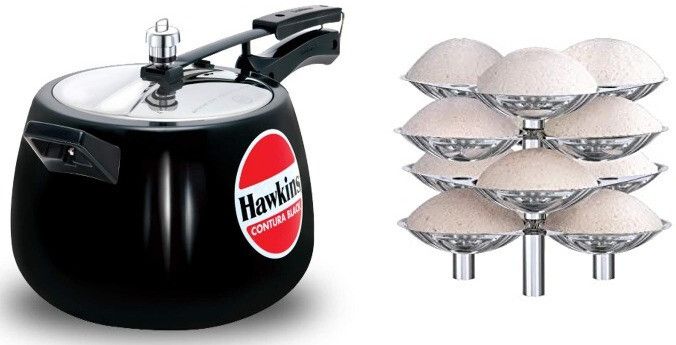 Contura Black 6.5L Handi Cooker With IDLI Stand Combo 6.5 L Pressure Cooker-image-31
