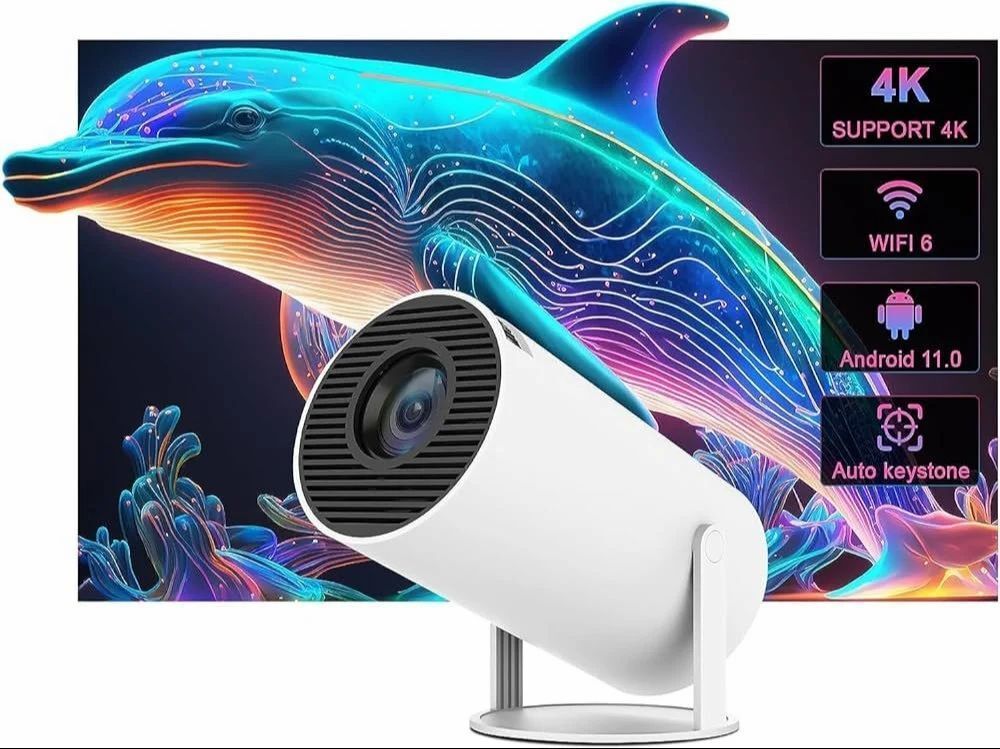 TECHEL Newest LED Smart Projector for Home 4K Support With Best Quality WYK24 Projector Screen (Width 115.5 cm x 44.5 cm Height)-image-3