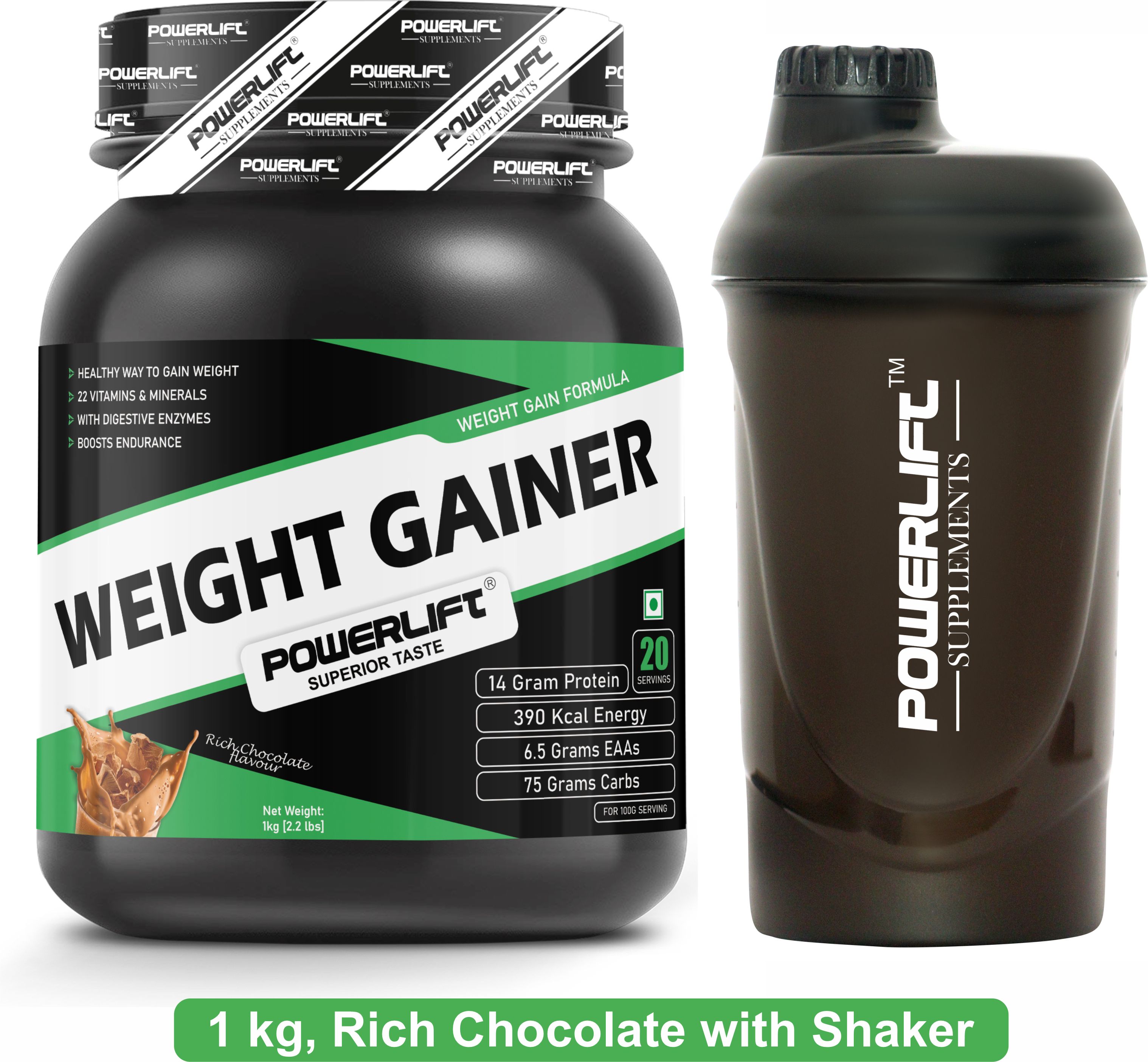 powerlift Weight Gainer with Enzyme Blend & Multivitamins with Shaker Weight Gainers/Mass Gainers-picture-20