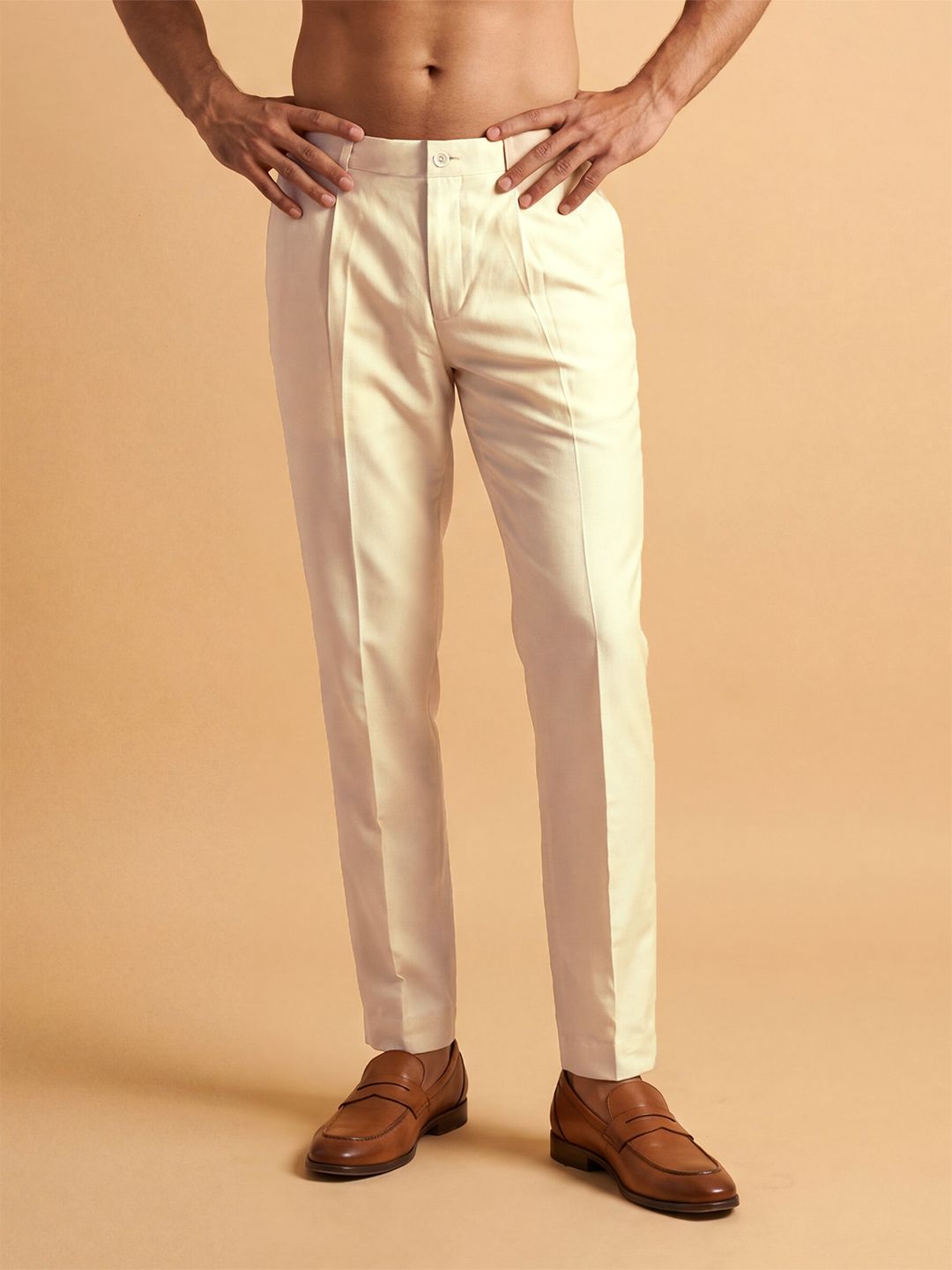 Ethnic Bay Men Cream Modal Relaxed Straight Fit Regular Trousers Men Pyjama-picture-13