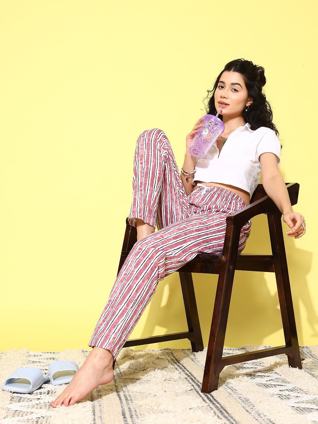 ETC Women Striped Cotton Lounge Pants Women Pyjama-picture-11