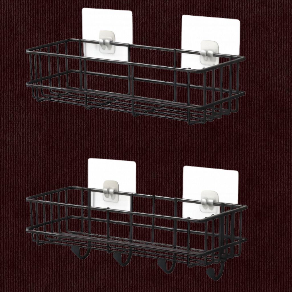 steelhaven Classic Iron Wall Shelf Self Adhesive Bathroom Storage Organizer Iron, Steel Wall Shelf-picture-25