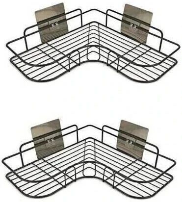 zolento 2-Tier Wall Mounted Bathroom & Kitchen Storage Rack (Adhesive Mount) Steel Wall Shelf-picture-8