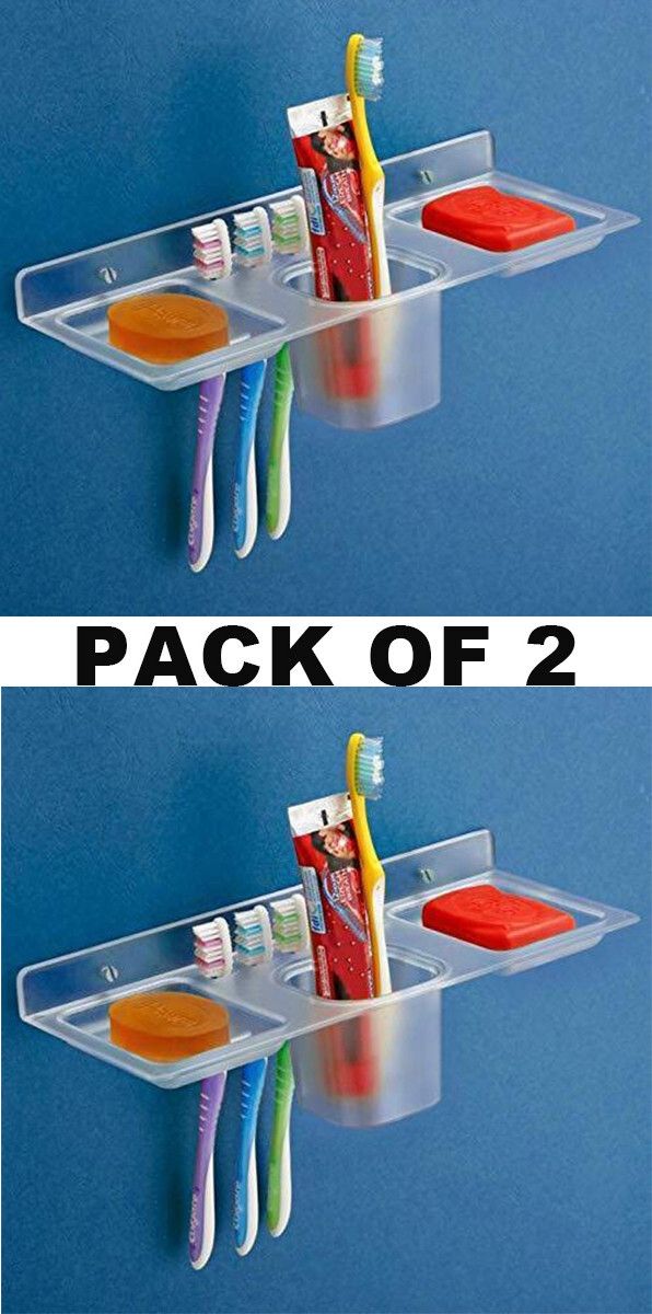 dxdt 4 in 1 Multipurpose(Pack of 2)Bathroom Shelf/soap dish/Toothbrush Tumbler Holder Plastic Wall Shelf-picture-23
