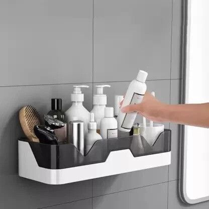 Self Adhesive Kitchen and Bathroom Wall Organizer Plastic Wall Shelf Plastic Wall Shelf-image-48