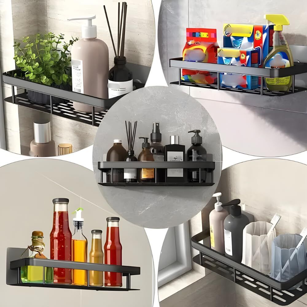 Self-Adhesive Aluminium Bathroom Wall Mounted Storage Organizer Shelf Bathtub Caddy