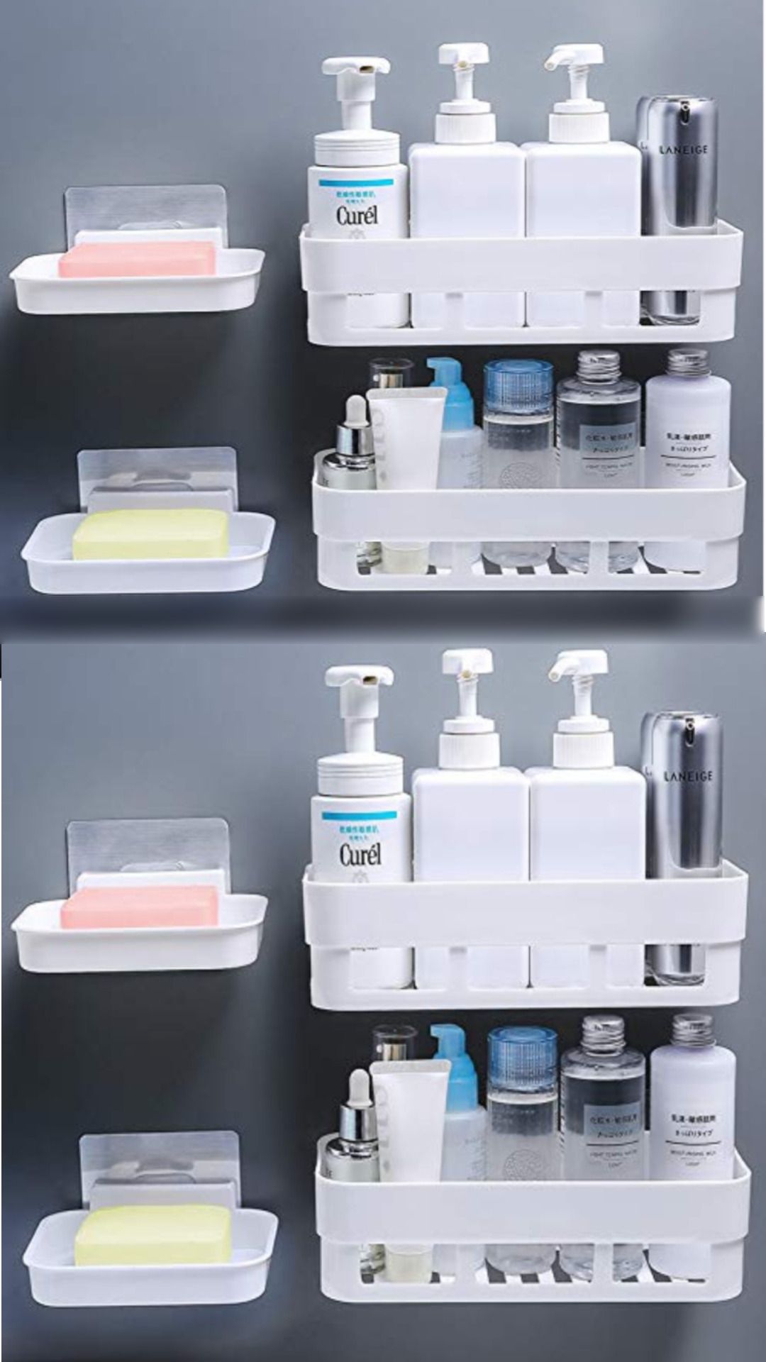 Bathroom Organiser , Self Adhesive Shelves Without Drilling With Hanging Shelves Plastic Wall Shelf-image-42