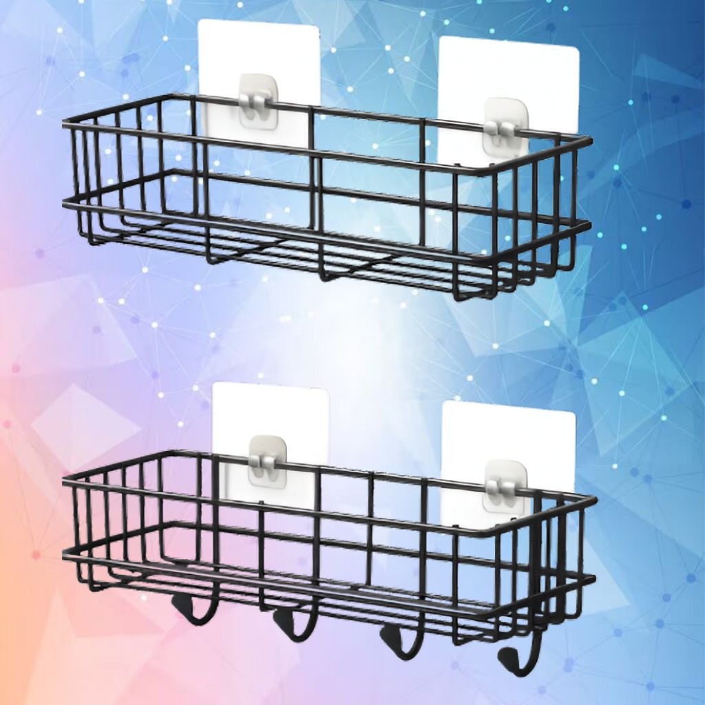 steelhaven Elegant Self Stick Iron Storage Shelf Bathroom Rack Iron, Steel Wall Shelf-picture-24
