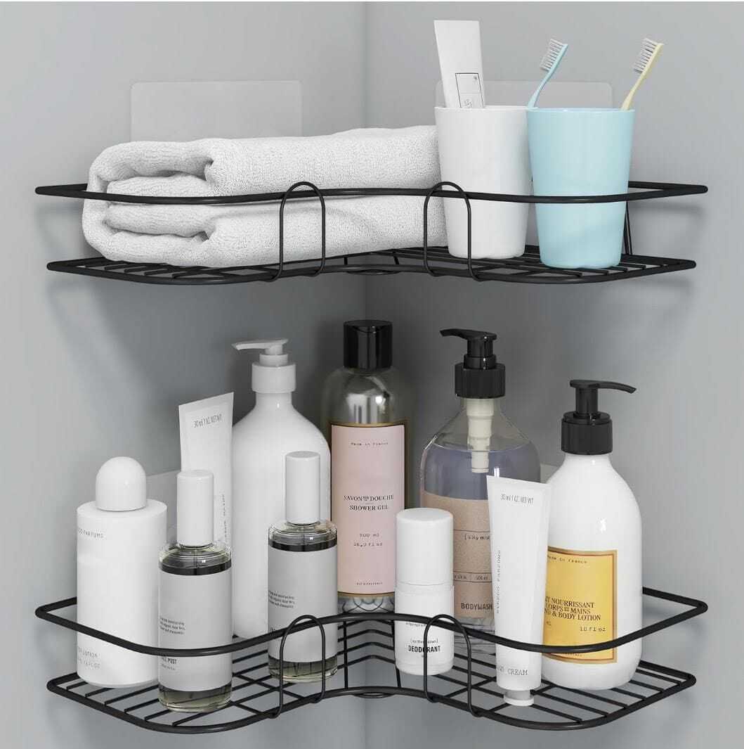 siya infotech Bathroom wall rack shelf corner/ pack of 2 rack Steel Wall Shelf-picture-44
