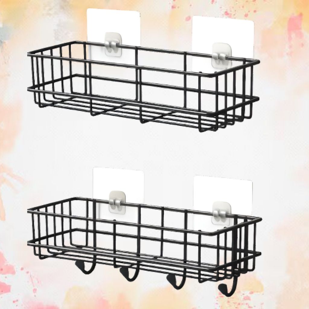 steelhaven Contemporary Iron Storage Shelf Black Bathroom Holder Iron, Steel Wall Shelf-picture-25