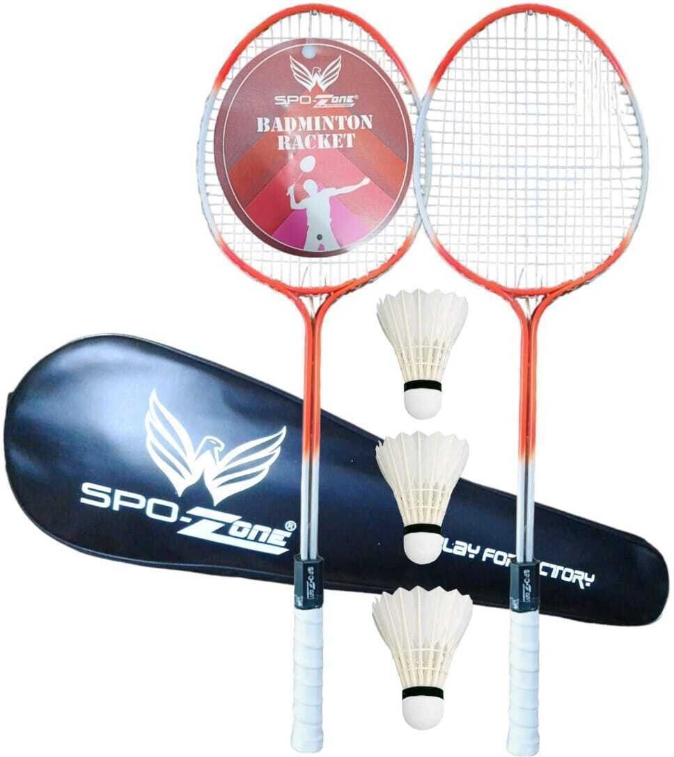 spo zone Badminton Set of 2 PC With 3 Shuttle Multicolor Strung Badminton Racquet-picture-24