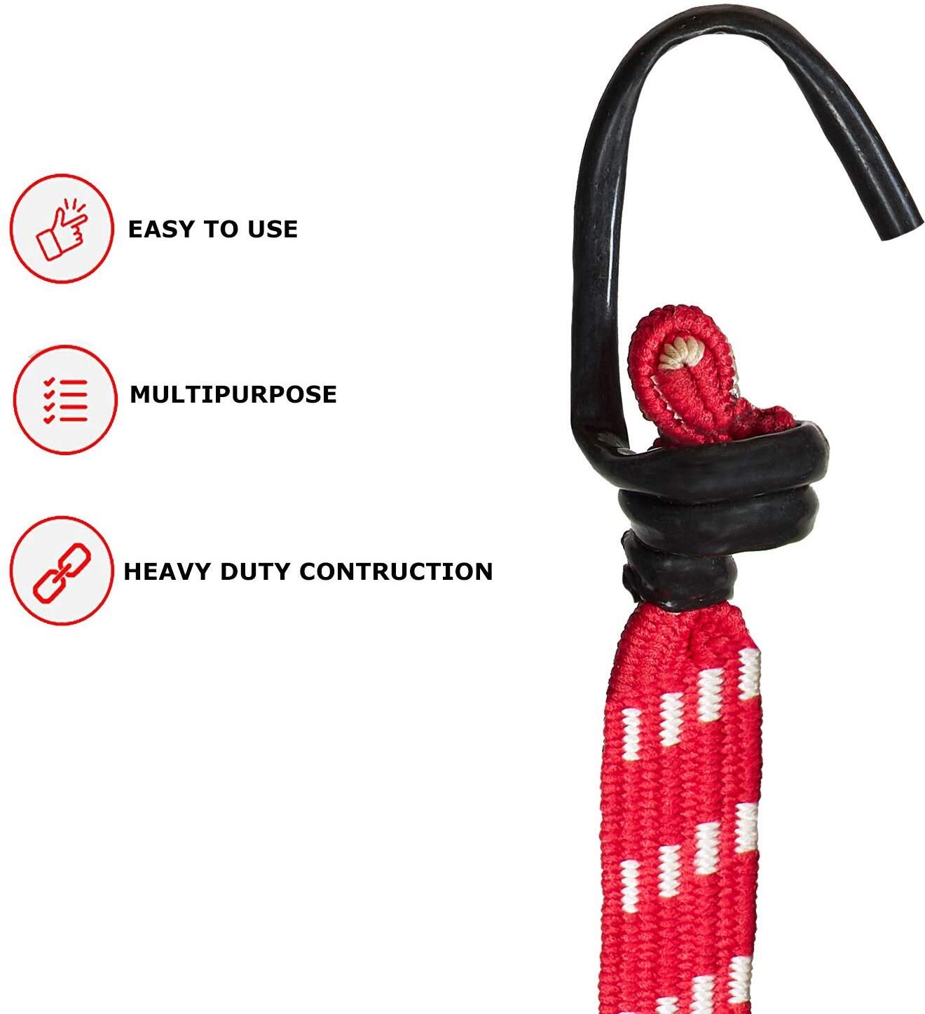 High Strength Elastic Rope For Hanging Clothes, Carrying Luggage etc Pack of 4pc Multicolor-image-35