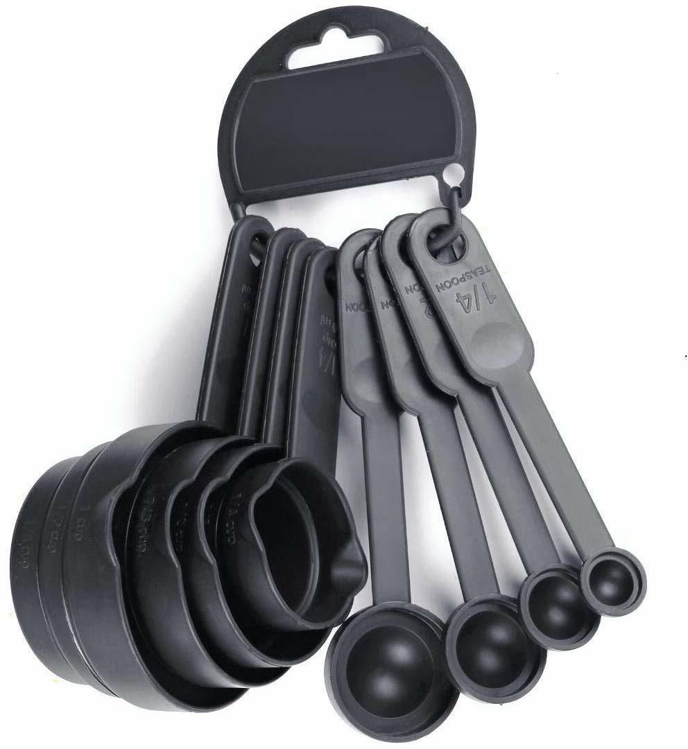 8pcs Measuring Cup and Spoon Set, Multi Purpose Kitchen Tool, Measuring Cups for Kitchen, Measuring Cups for Baking Cake, Cake Baking Accessories, Measuring Spoons and Cups Set Black Plastic Measuring Spoon Set-image-28