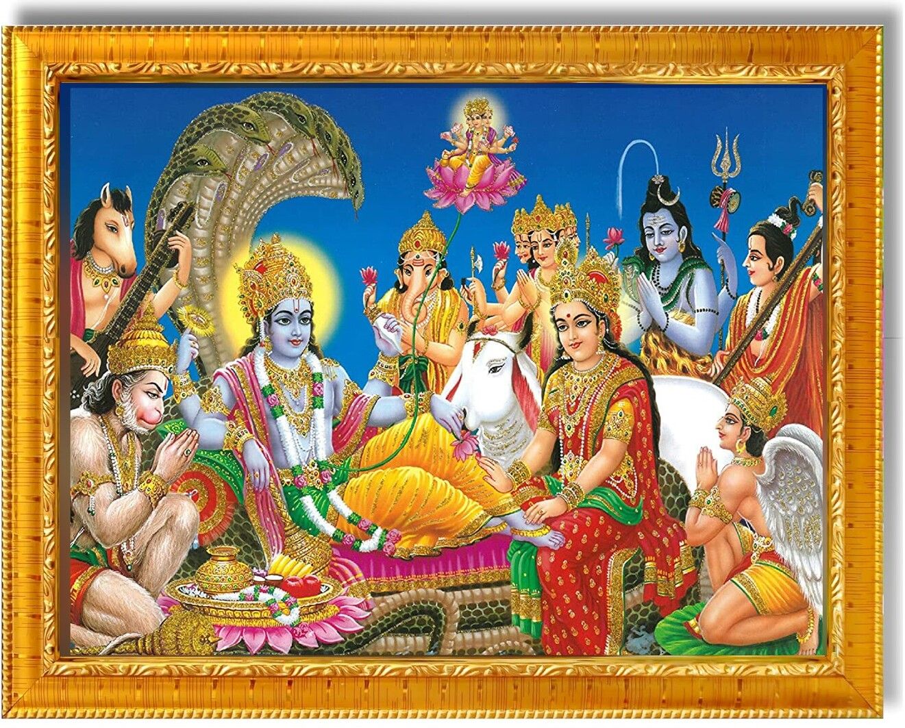 sarvasiddhanta arts Lakshmi Narayan garuda photo frame with Laminated (6x8 inches) Religious Frame-picture-24