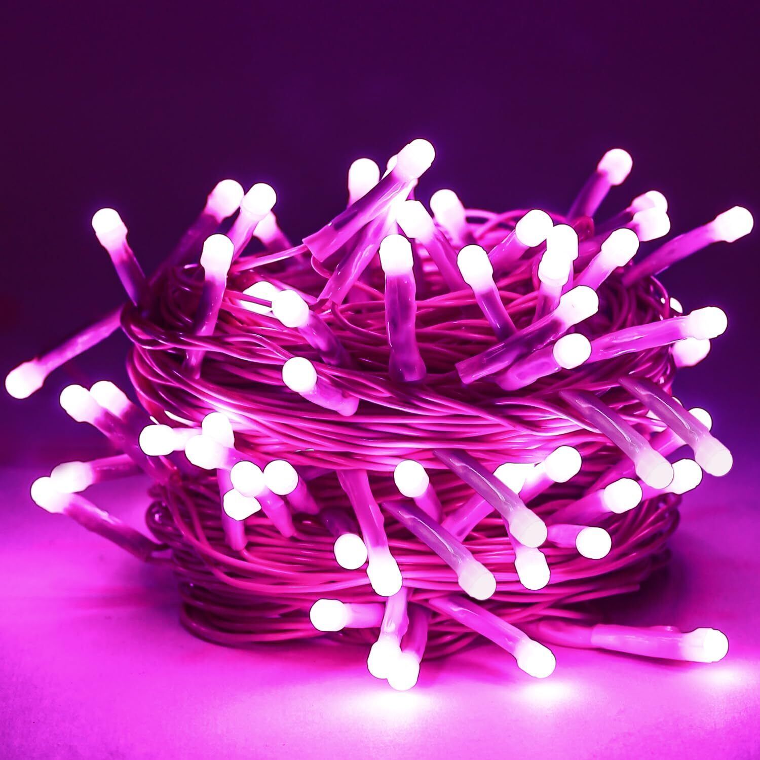 40 LEDs 11 m Pink Steady String Rice Lights-image-33