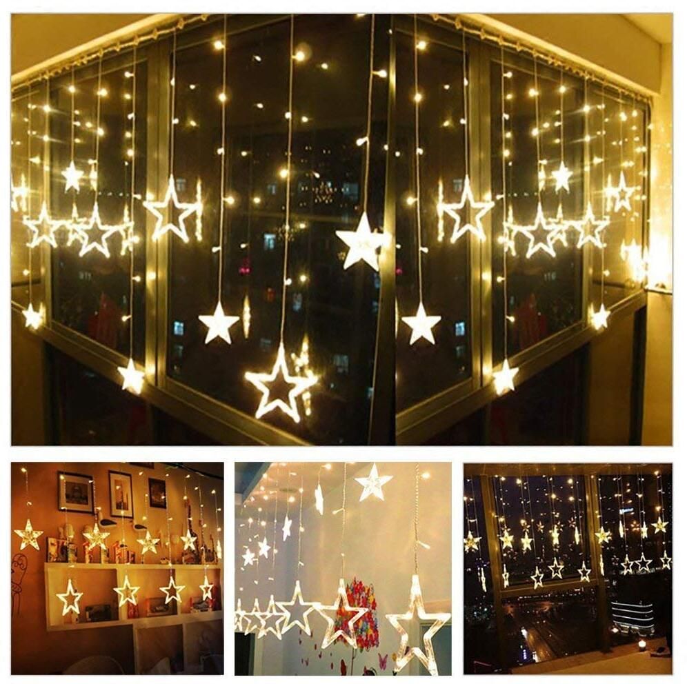 12 Stars 138 Led Curtain String Lights Window Curtain Lights LED Lantern-image-3