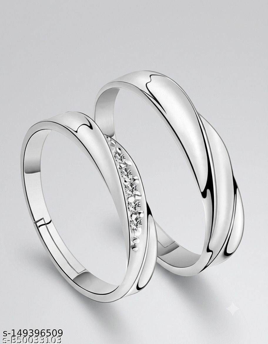 rkgcraft Ring | Ring for Girls | Party Wear Ring | Work Place Ring | Couple Ring Alloy, Stainless Steel, Silver Cubic Zirconia Silver Plated Ring Set-picture-43