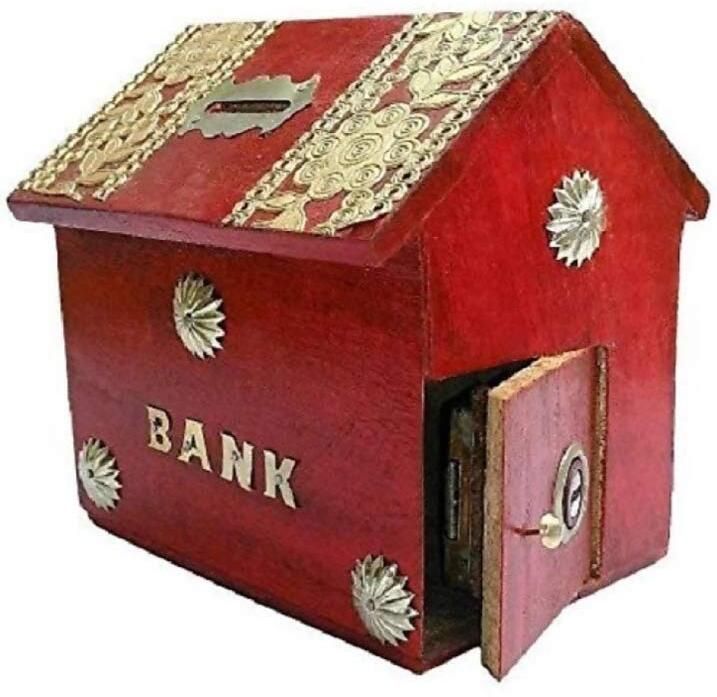 Wooden Money Bank Hut Shape Coin Bank | Piggy Bank for Kids & Adults with Lock Coin Bank-image-45