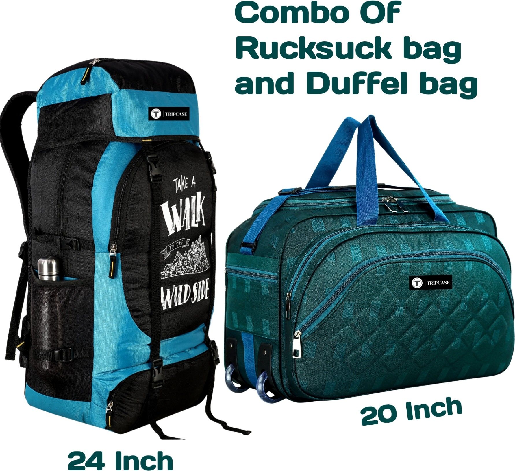 Rucksack and Duffel Bag With Wheels Combo Pack of 2 For men and women Rucksack- 70 L