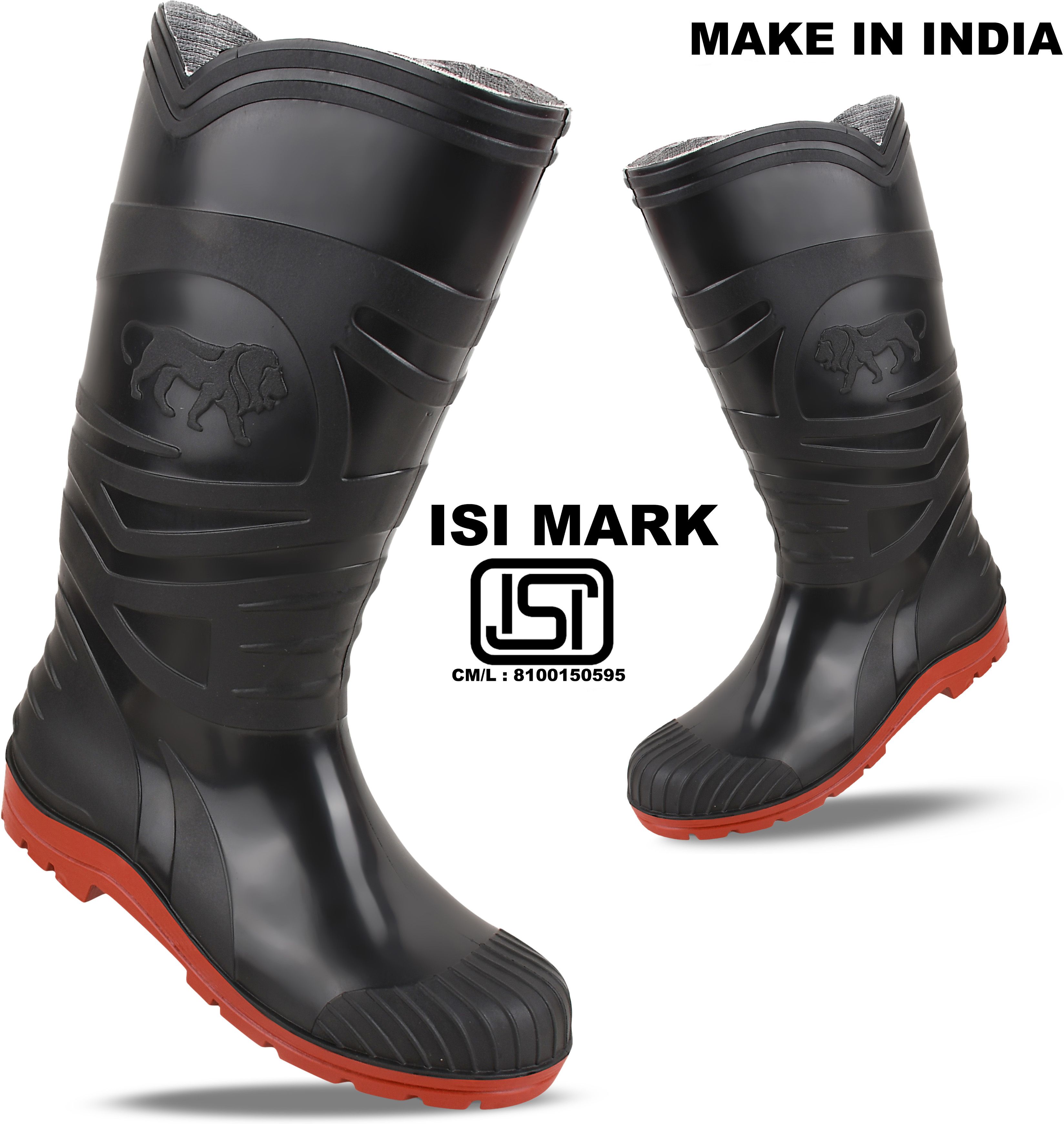 foot trends 15-inch PVC Gumboot with Red Sole Water Resistant for Agriculture and industrial Boots For Men-picture-33