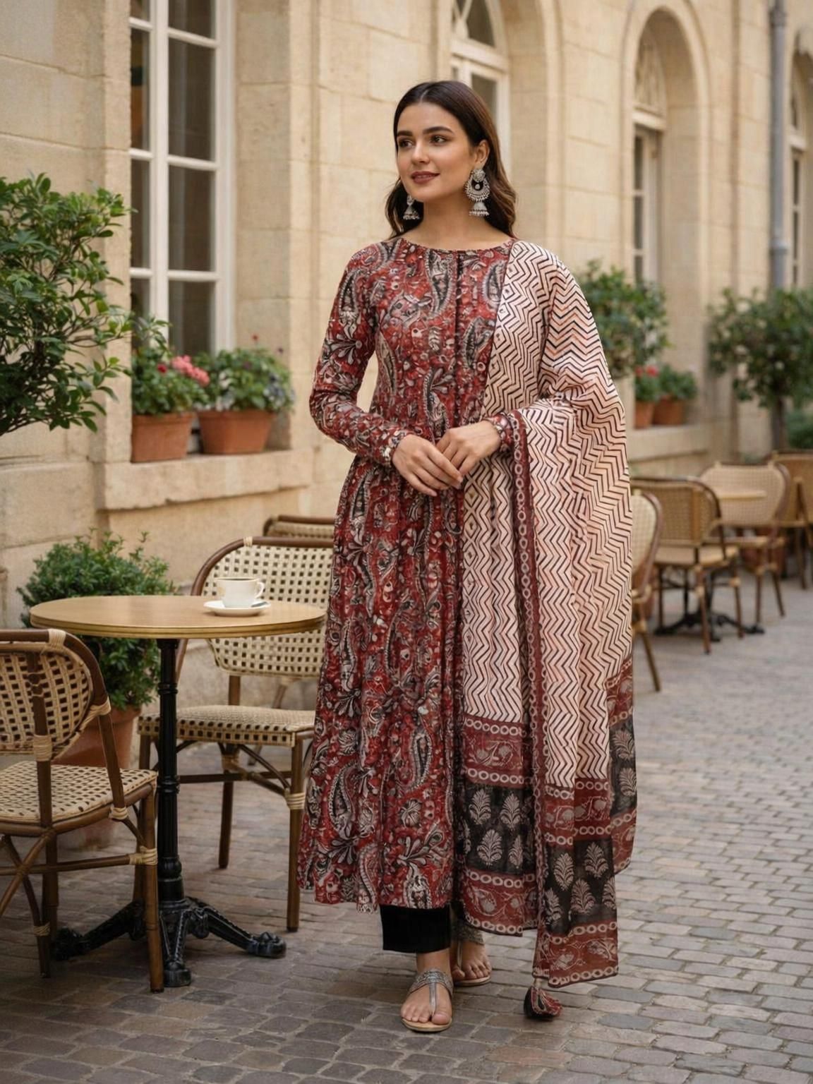 Printed Anarkali Kurta, Bottom & Dupatta Set-image-11
