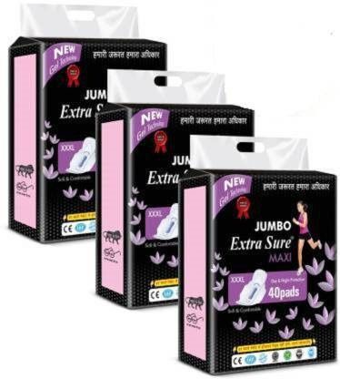 extra sure Women with Wings | Dry-net Soft & Comfortable Sanitary Napkins for Day & Night Protection - XXXL (combo pack of 3) (120 Pcs) Sanitary Pad (Pack of 120) Sanitary Pad-picture-15
