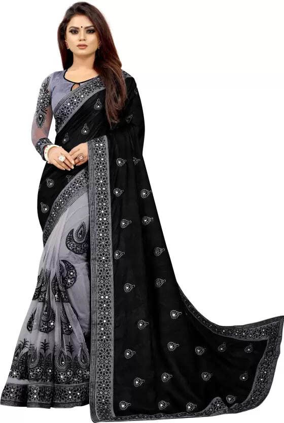 Embroidered Daily Wear Net Saree-image-41