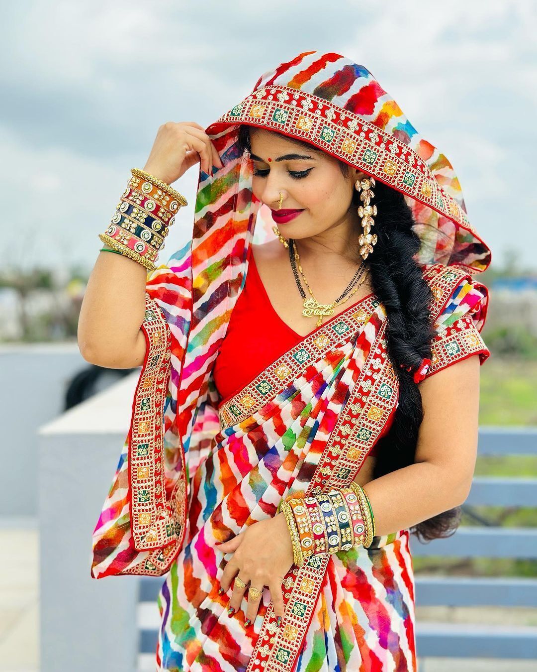 Striped Bollywood Georgette Saree