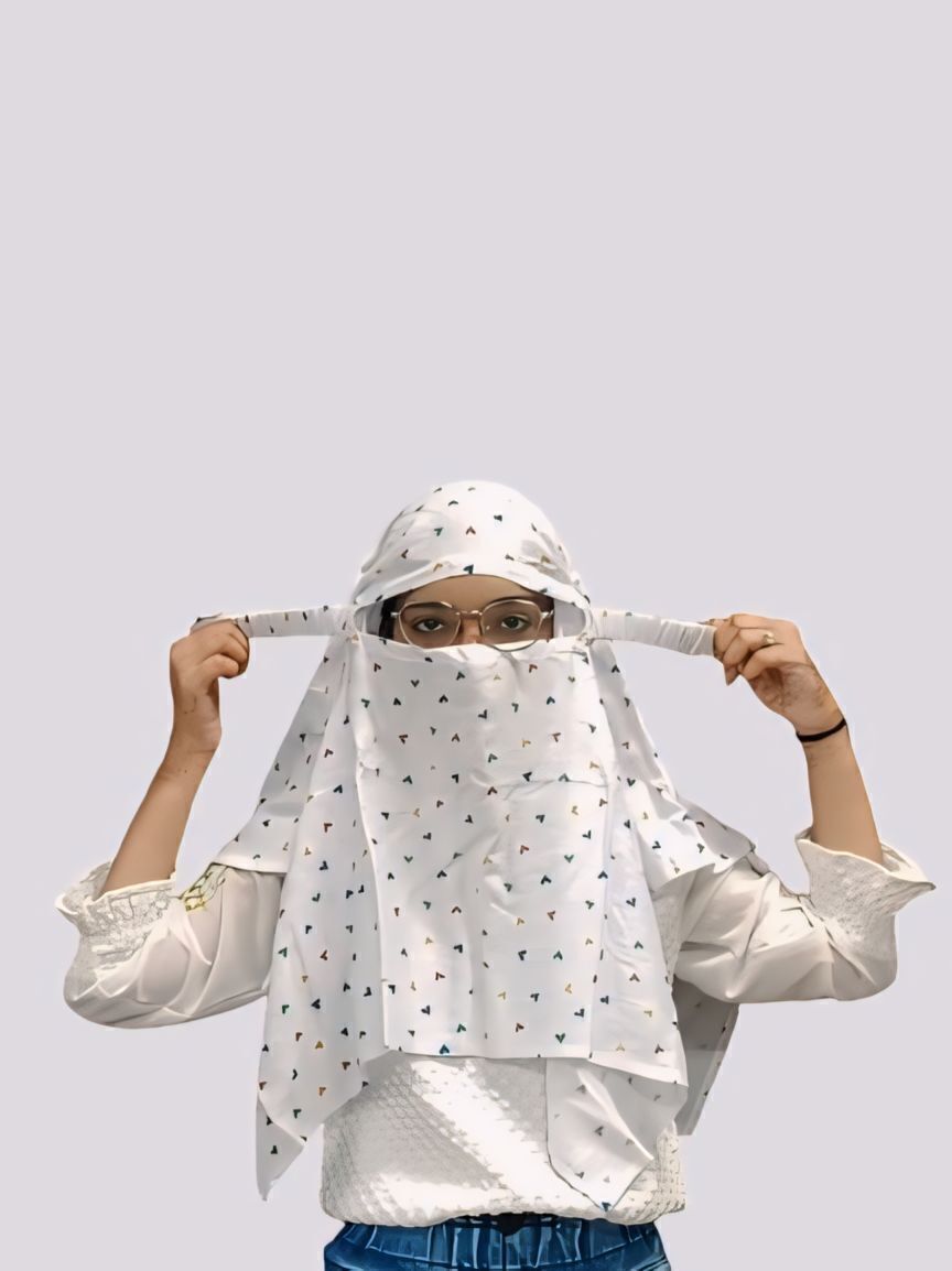 Printed Cotton Blend Women White Faux Turtleneck Neck Cover, Fancy Scarf, Scarf, Stole