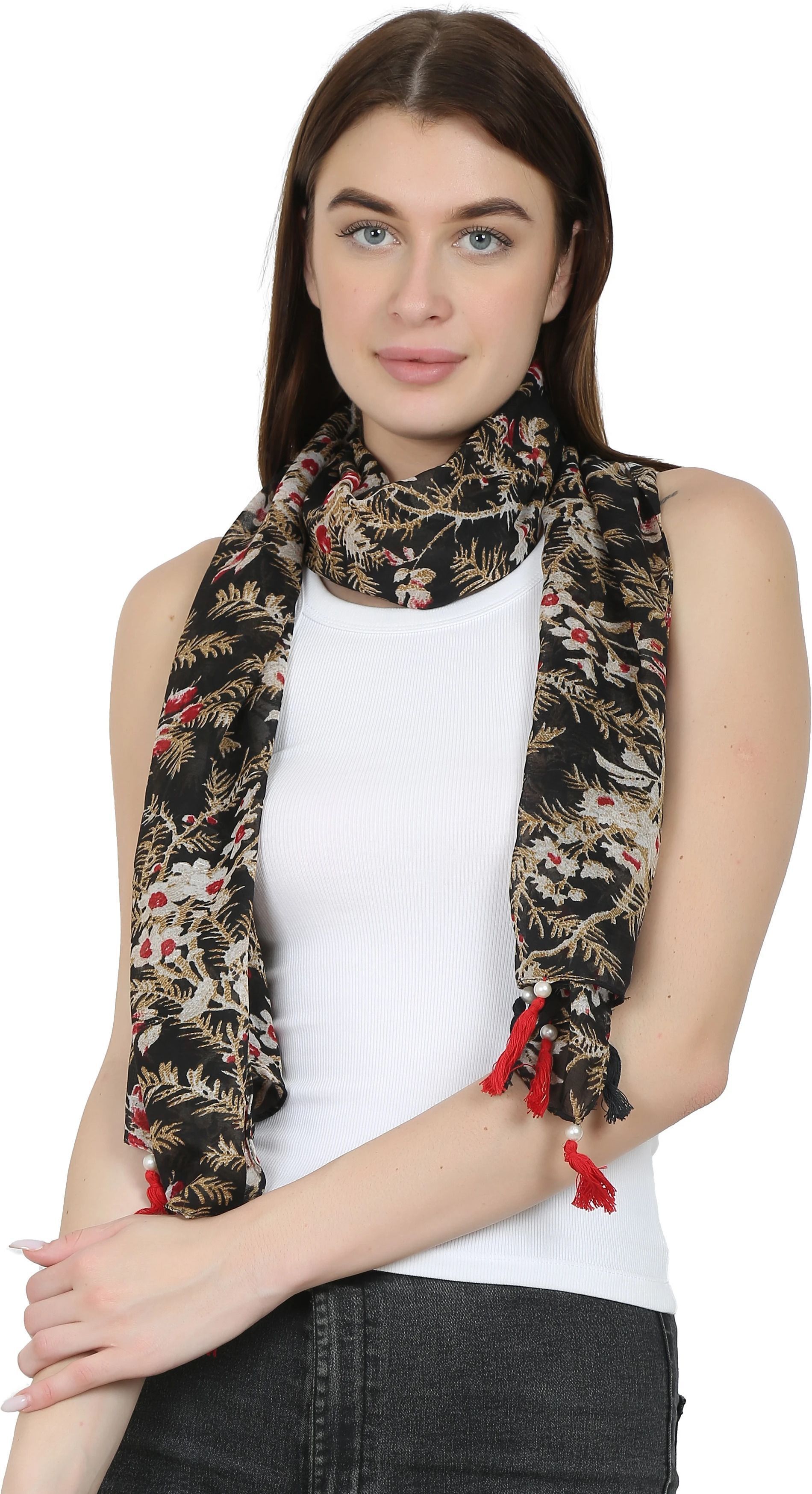 Printed Chiffon Women Multicolor Scarf, Fancy Scarf, Stole-image-22