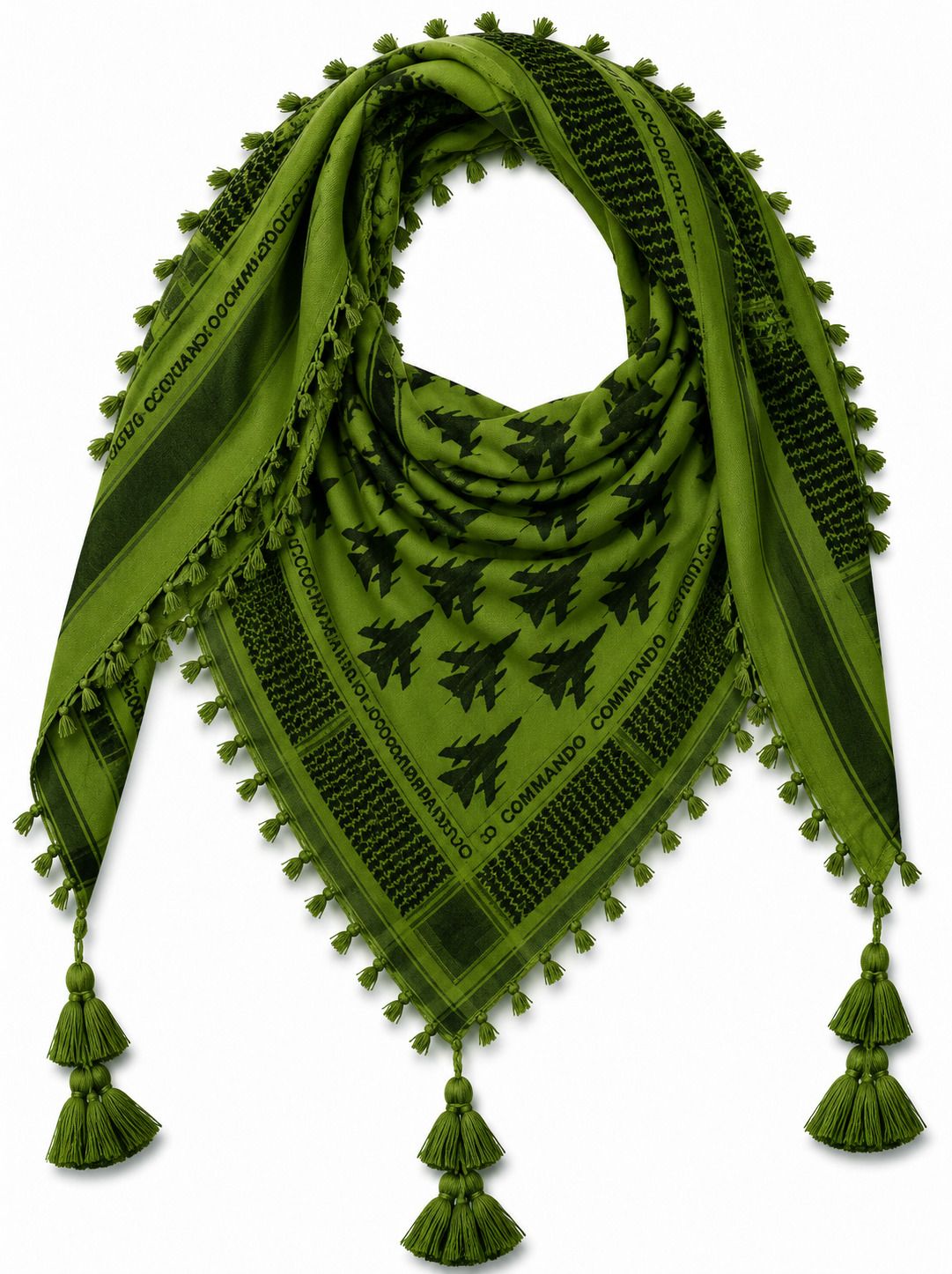 Embroidered Pure Cotton Men Black, Green Scarf-image-12