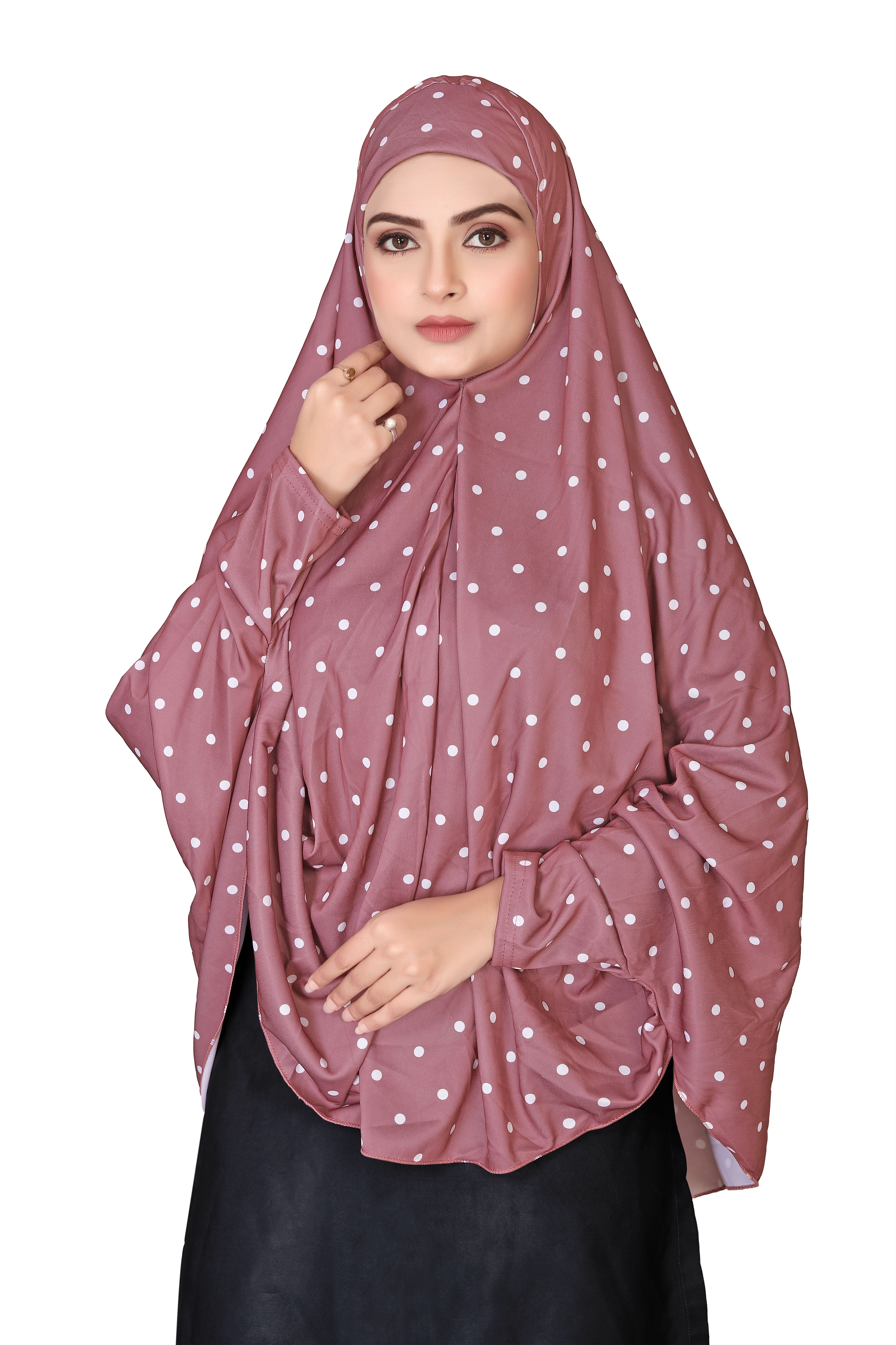 Polka Print Polyester Women Pink Fancy Scarf-image-14