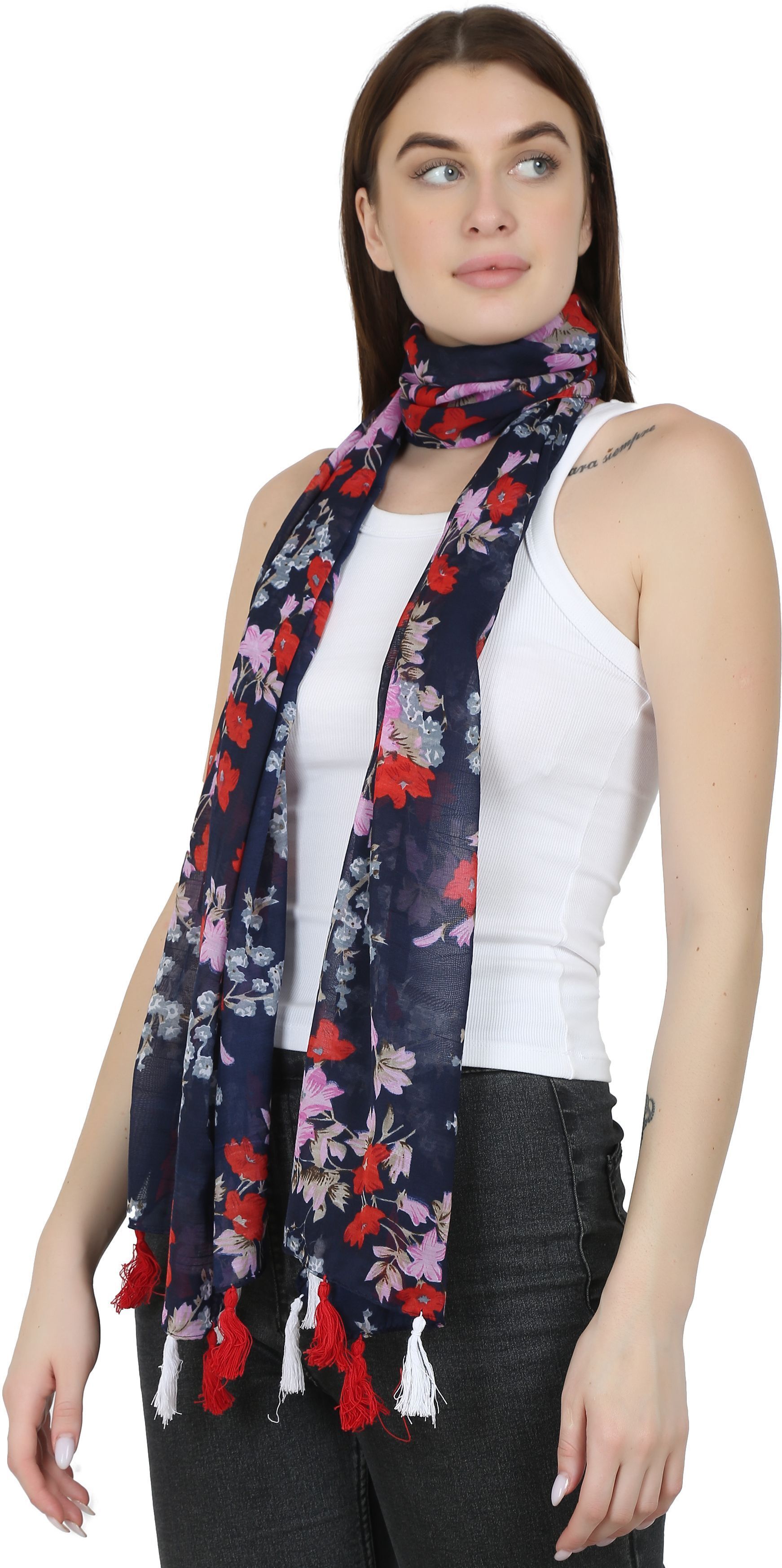 Printed Chiffon Women Multicolor Stole, Scarf, Fancy Scarf-image-19