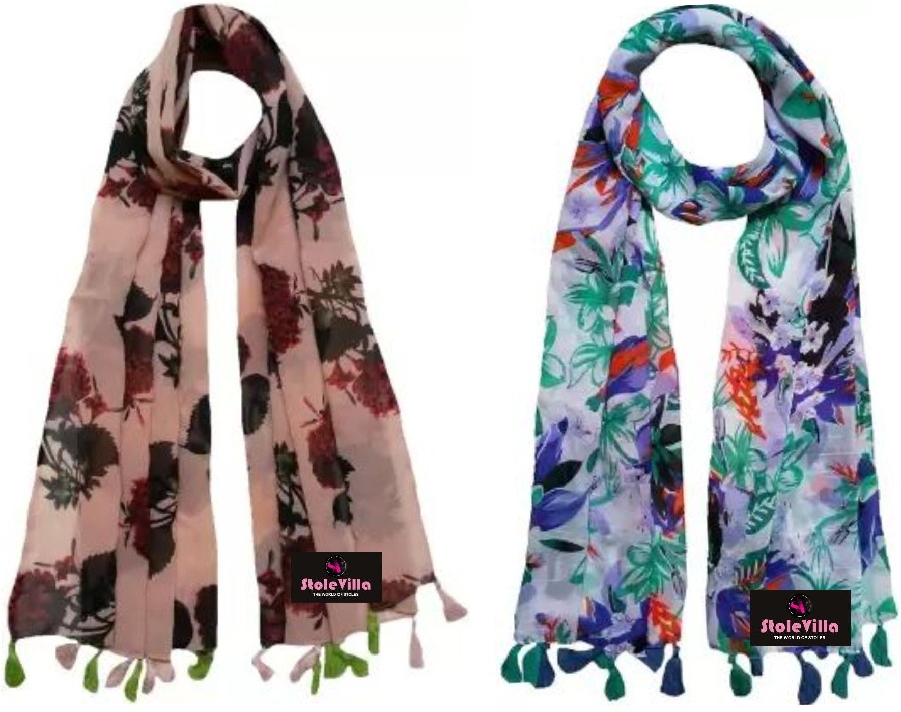 stylestory Printed Chiffon Women Multicolor Scarf, Stole, Fancy Scarf-picture-27