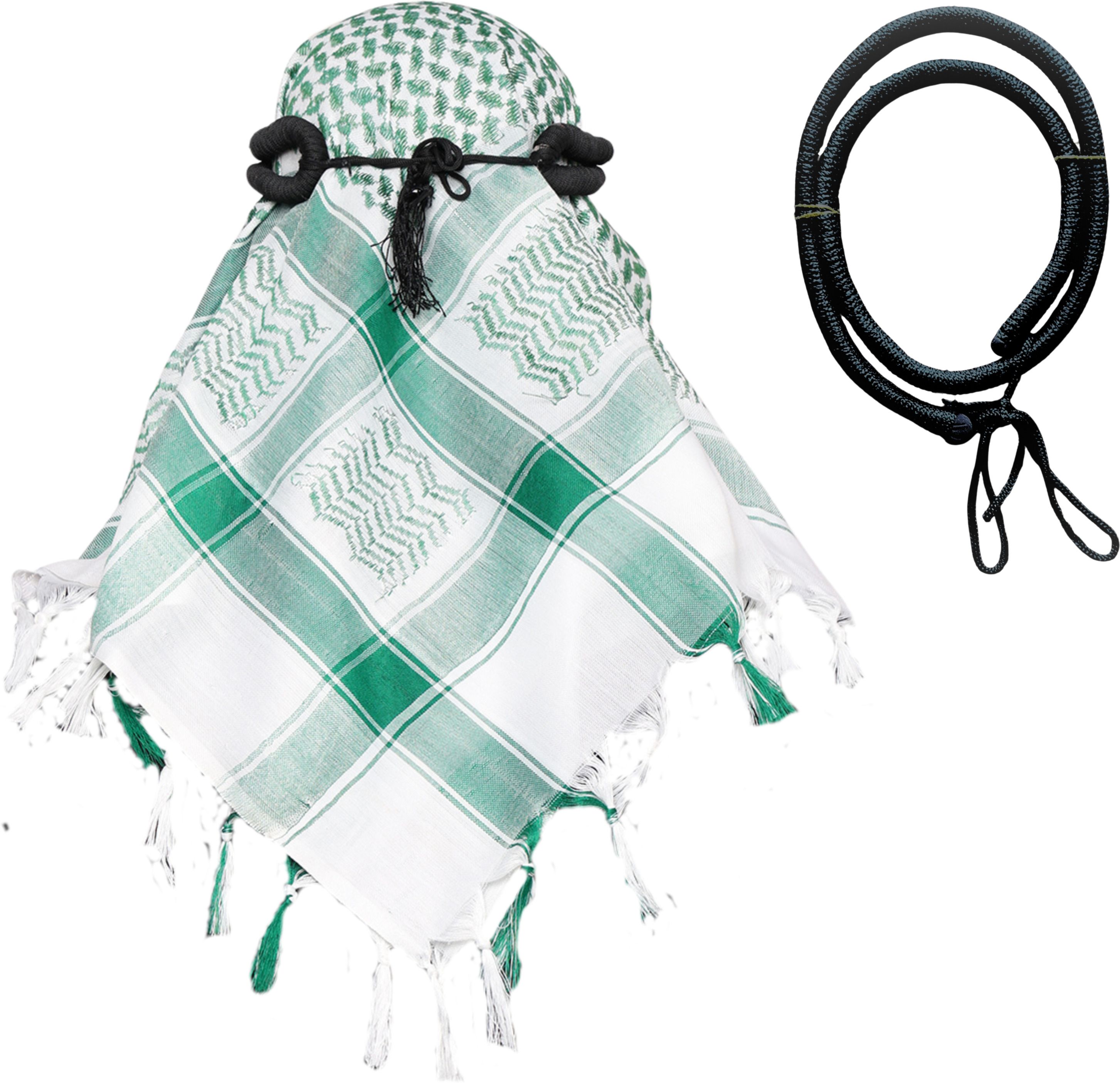 Checkered Cotton Blend Men Green Scarf, Faux Turtleneck Neck Cover, Stole, Fancy Scarf