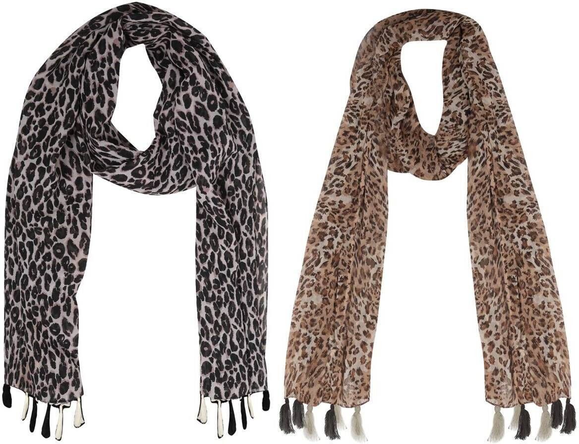 Animal Print Chiffon Women Multicolor Stole, Scarf, Fancy Scarf-image-35